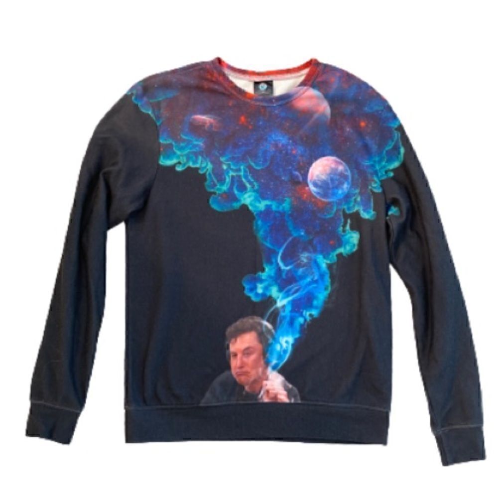 Aloha From Deer Just One Hit Smoke Galaxy Black Sweatshirt Size Medium